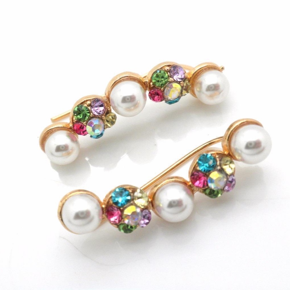 Ear Pin Climbers Earrings Gold Filled Pair